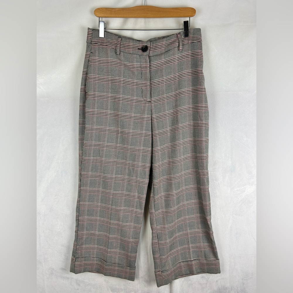 RICKI'S Wide Leg Cropped Plaid Pants Women's 8 Straight‎ Leg